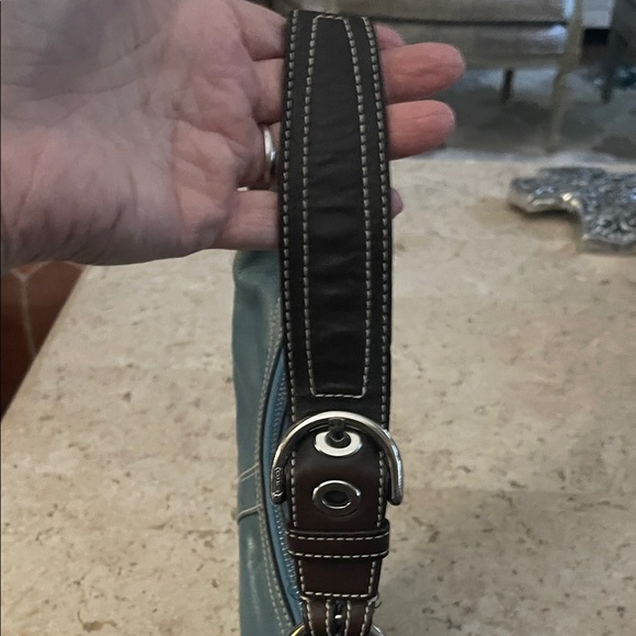 Coach Light Blue Leather small Hobo Bag with brown accents - Picture 5 of 8